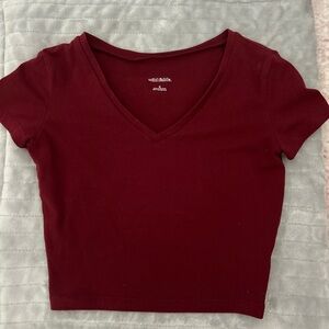 Wild Fable Deep Red V-Neck Crop Top